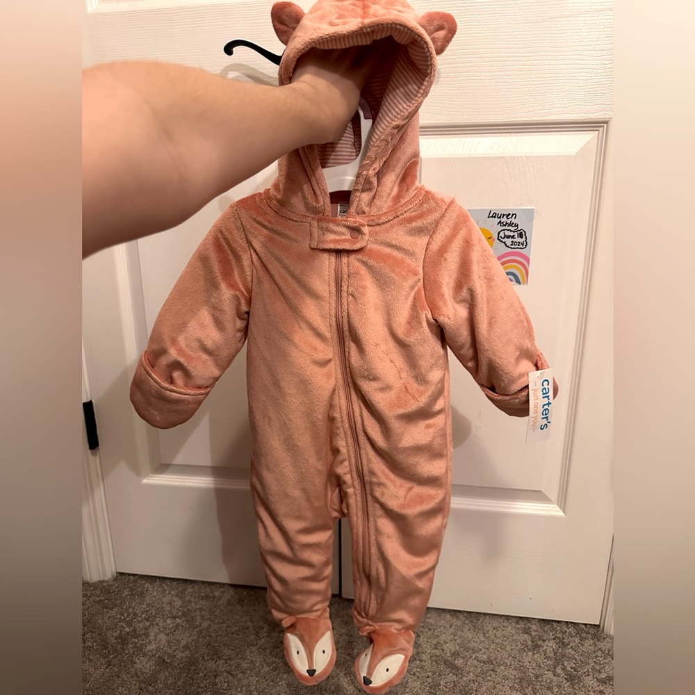 Carter’s | Pink Snowsuit with Fox Footies & Hood | *NEW*